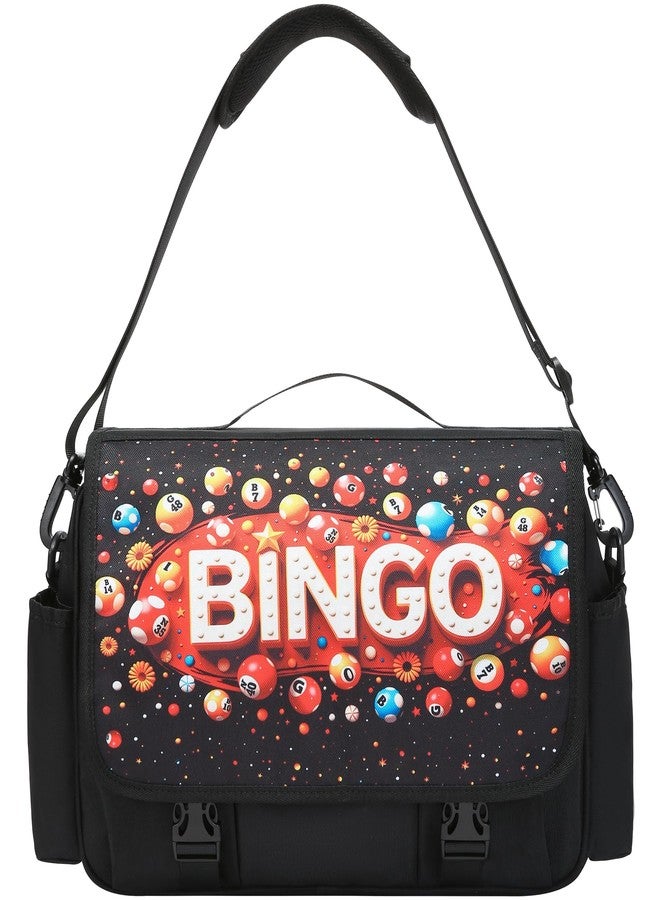 FOKDUVB Bingo Messenger Bag with Pockets for Daubers Dabbers Dobbers Water Resistant Crossbody Tote Bags with Laptop Sleeve Bingo Stuff Supplies Accessories for Women Gifts for Lovers (Bingo Balls) - Image 1